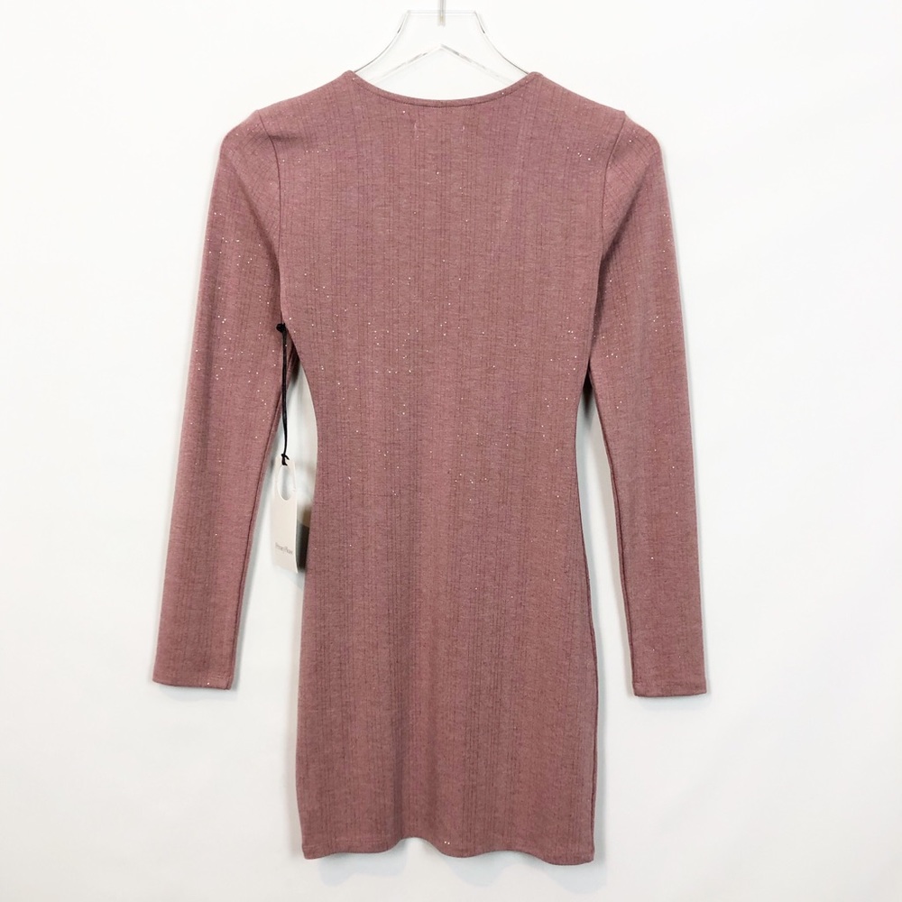 Privacy Please Pink Shimmer Ribbed Bodycon Small - Picture 2 of 5